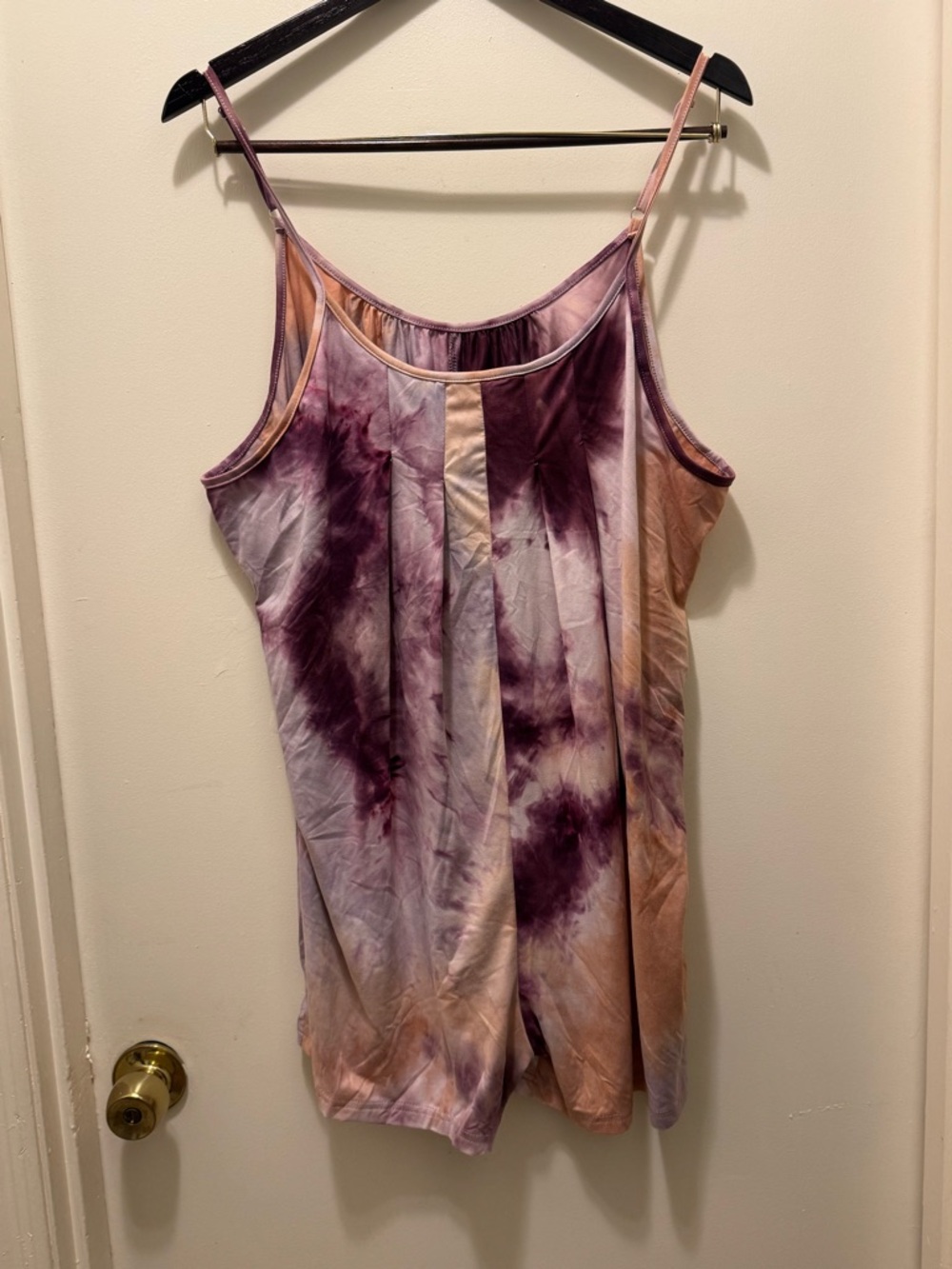 Tie-Dye Spaghetti Strap Romper - Purple & Peach